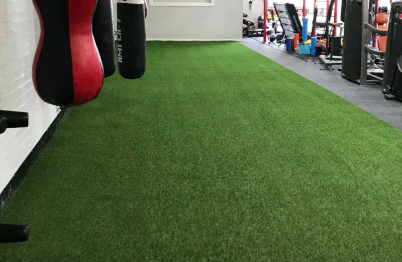 Artificial turf inside a gym